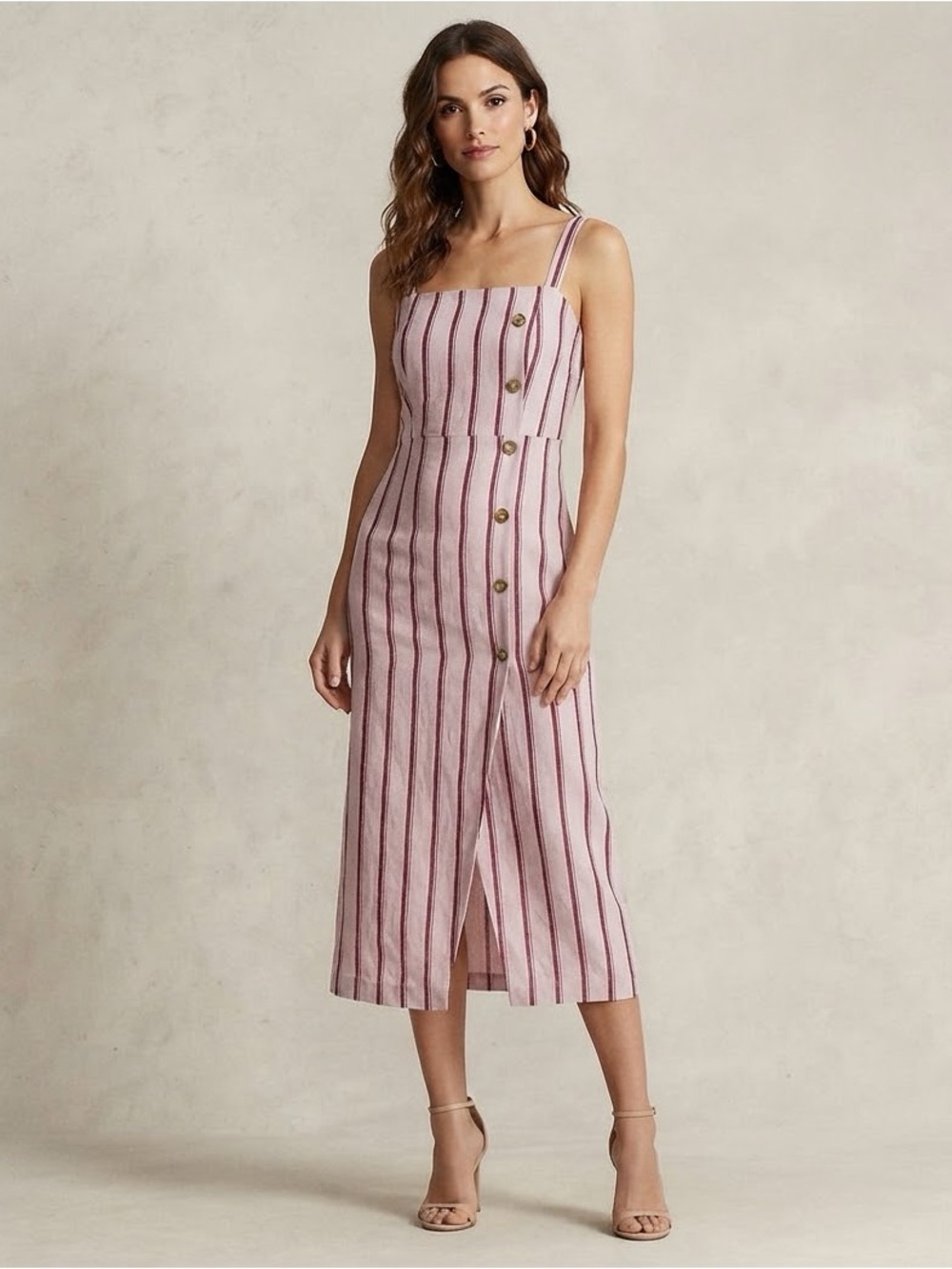 Active USA pink linen dress with buttons